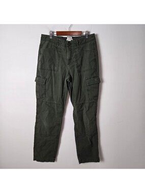 L.L. Bean Women's Size 8 Straight Leg Lined Stretch Canvas Cargo Pants Olive